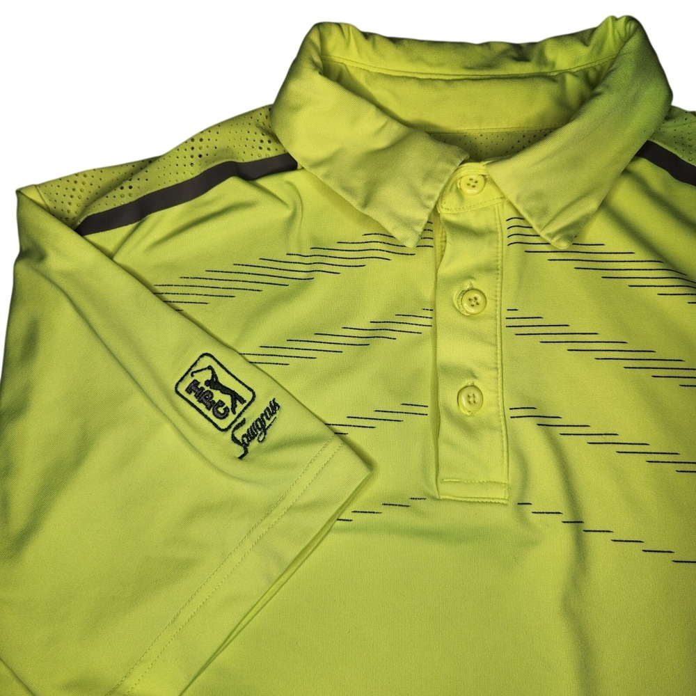 UNDER ARMOUR Performance Polo Shirt TPC Sawgrass Men's Medium Neon Yellow Golf - Picture 6 of 6